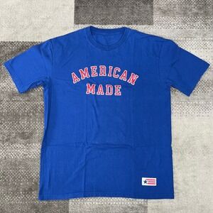 American Giant Mens Blue American Made Graphic T-Shirt XL Cotton Short Sleeve
